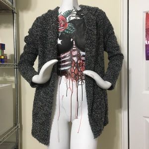 Open front cardigan with hood